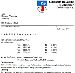 Сертификат о прохождении Gebr. Fuerstenberg и Deichsel Hoch- und Tiefbau 